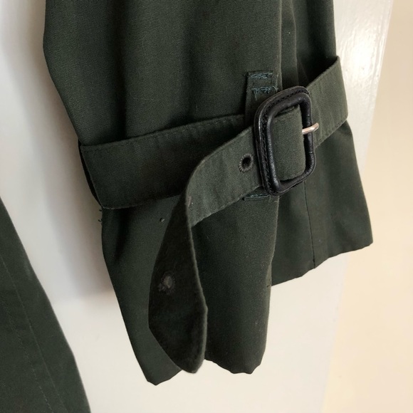 BURBERRYS Vintage 80s Trench Coat Mac Women's UK 10 Long Green Nova Check Belt - Picture 15 of 16